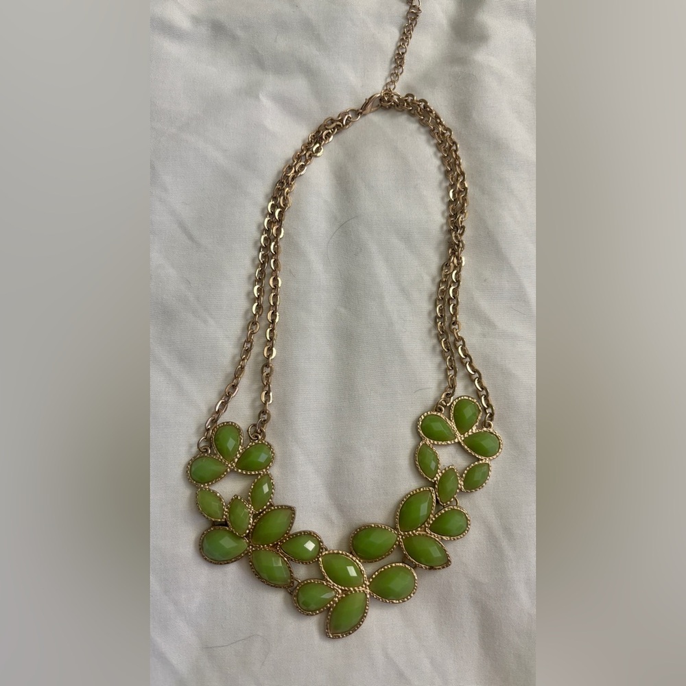 Light Green and Gold Statement Necklace